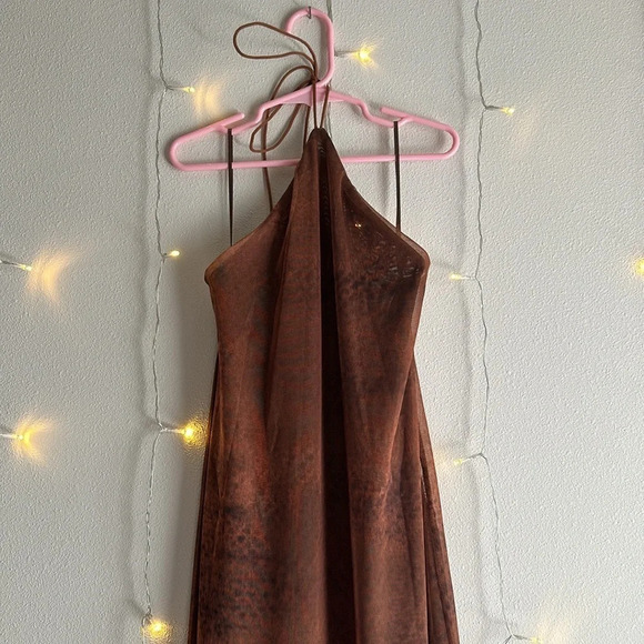 Zara Abstract Printed Halter Maxi Dress 🤎 - Picture 2 of 5